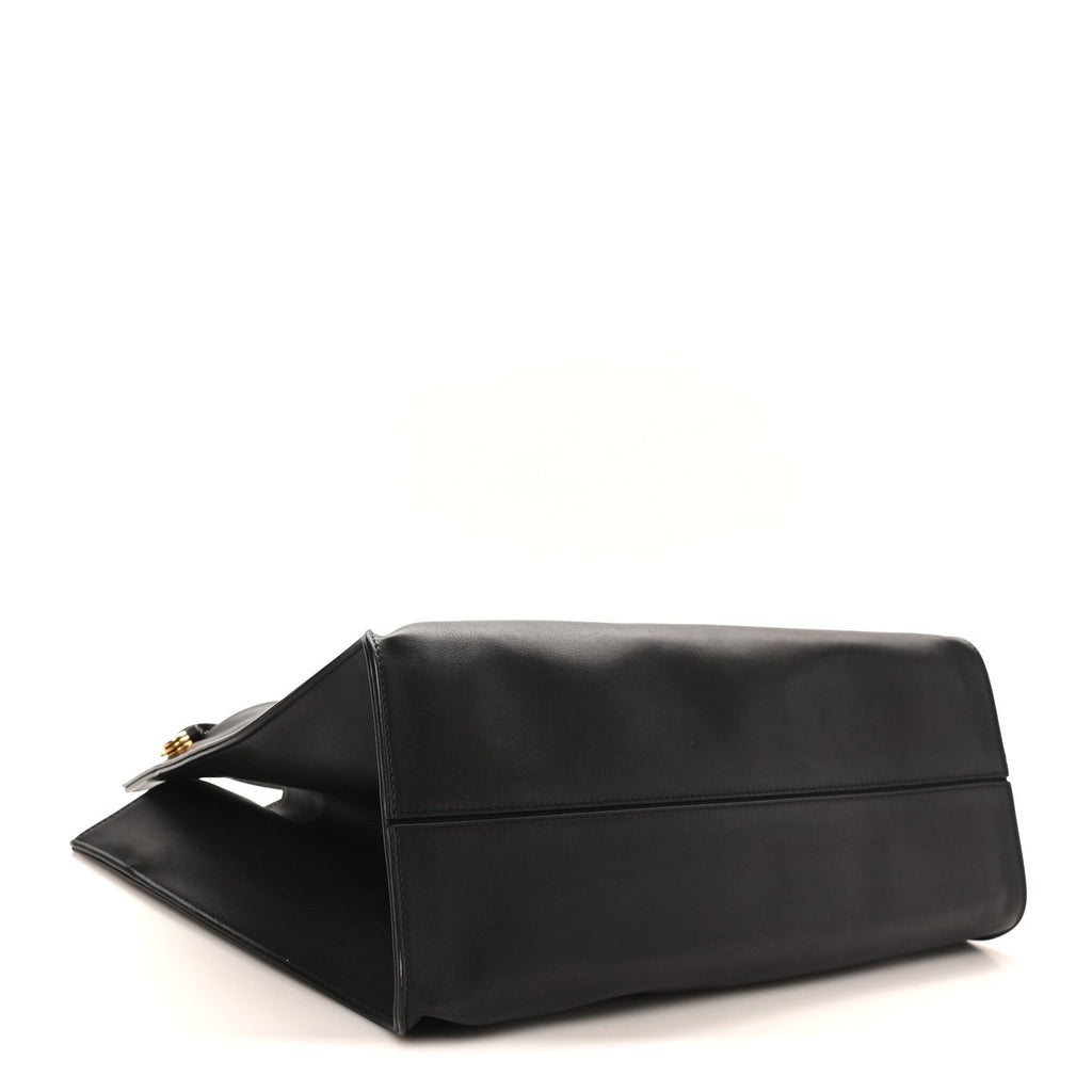 Polished Saddle Calfskin Alexia Bag Black