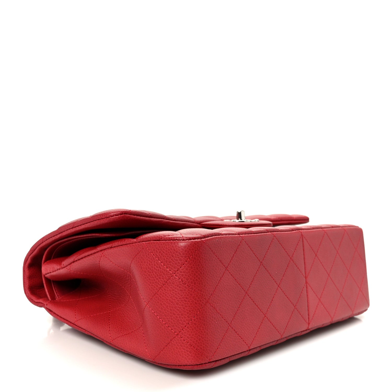 Caviar Quilted Jumbo Double Flap Dark Red