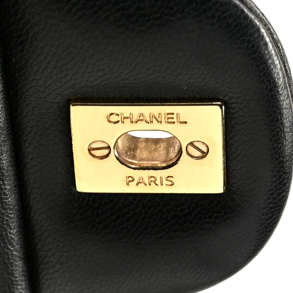 Lambskin Quilted Maxi Double Flap Black