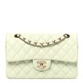 Caviar Quilted Small Double Flap Light Green