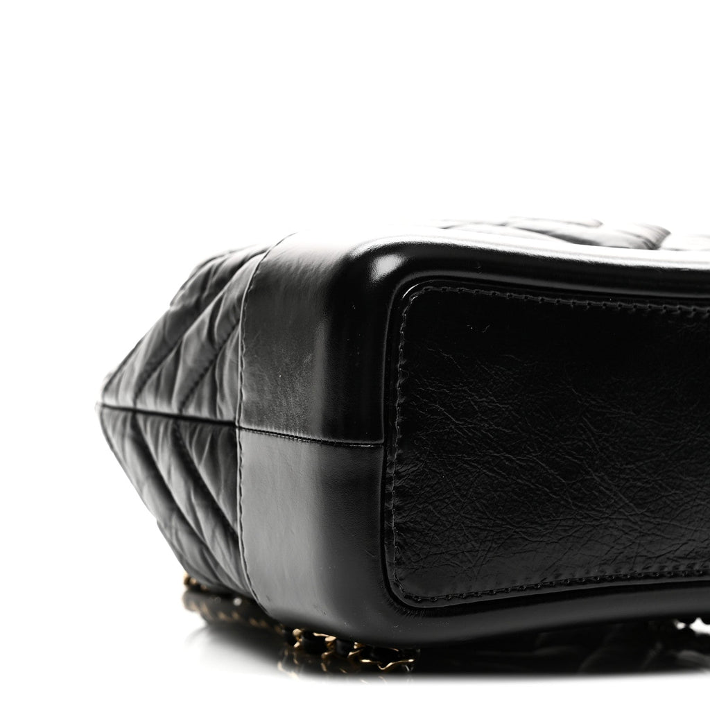 Aged Calfskin Chevron Quilted Small Gabrielle Backpack Black