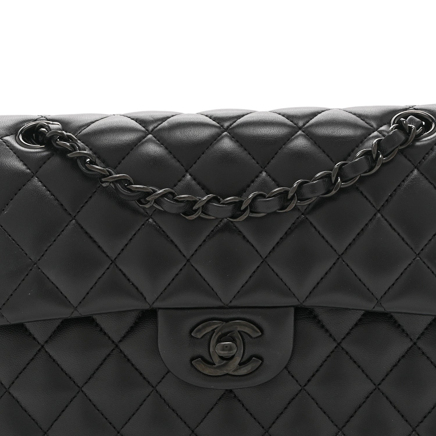 Lambskin Quilted Small Double Flap So Black