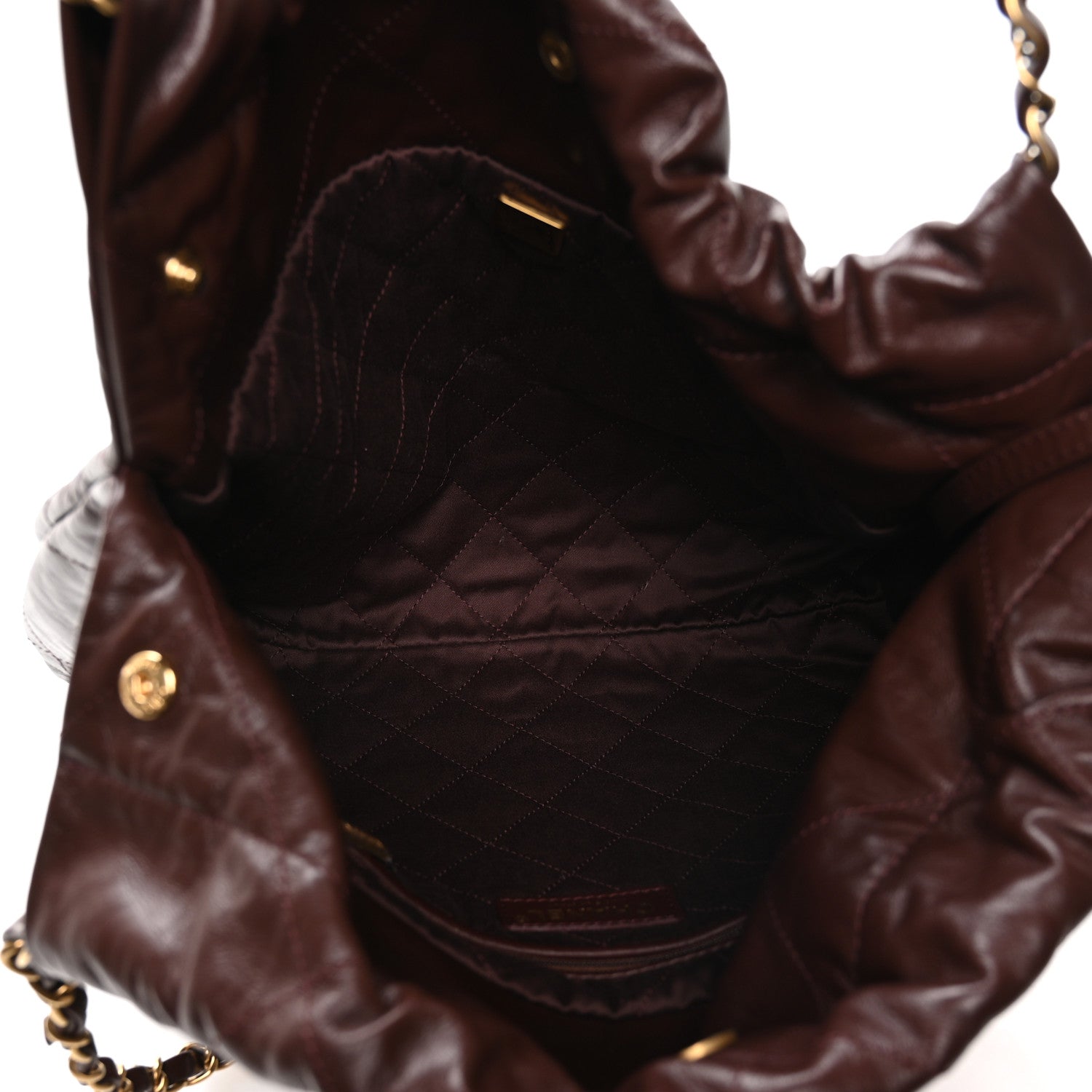 Shiny Calfskin Quilted Small Chanel 22 Dark Brown