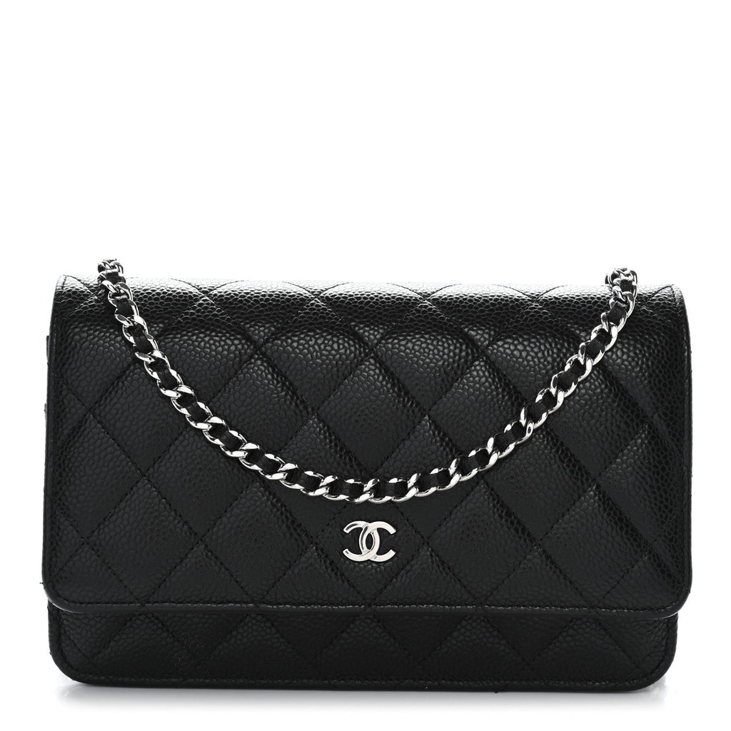 Caviar Quilted Wallet on Chain WOC Black