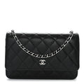 Caviar Quilted Wallet on Chain WOC Black