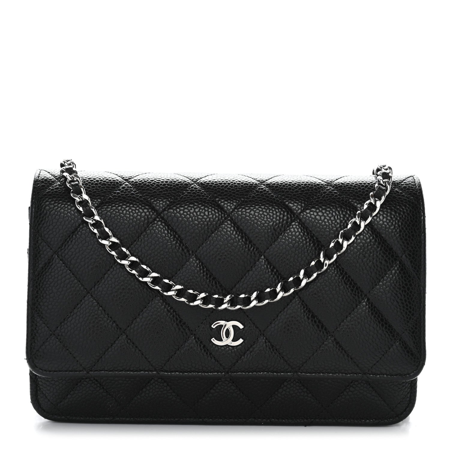 Caviar Quilted Wallet on Chain WOC Black