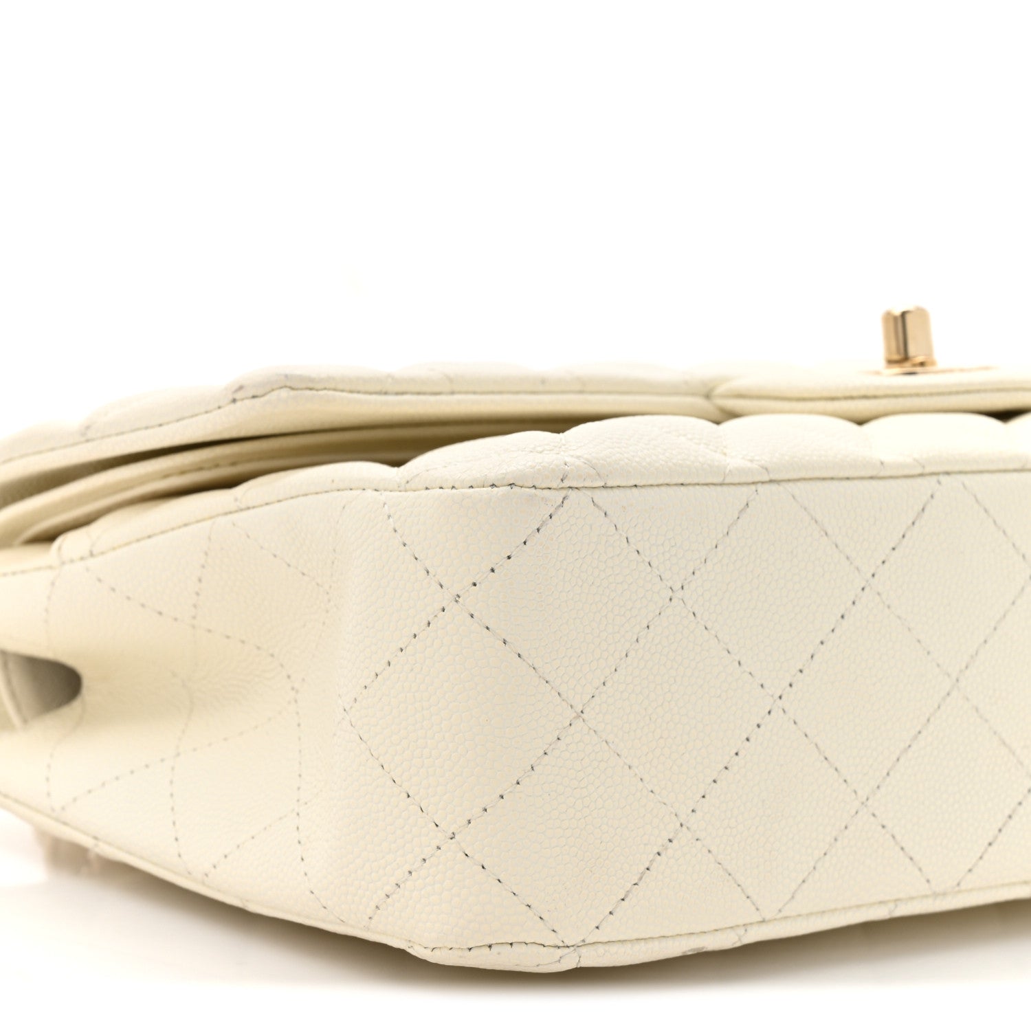 Caviar Quilted Medium Double Flap White