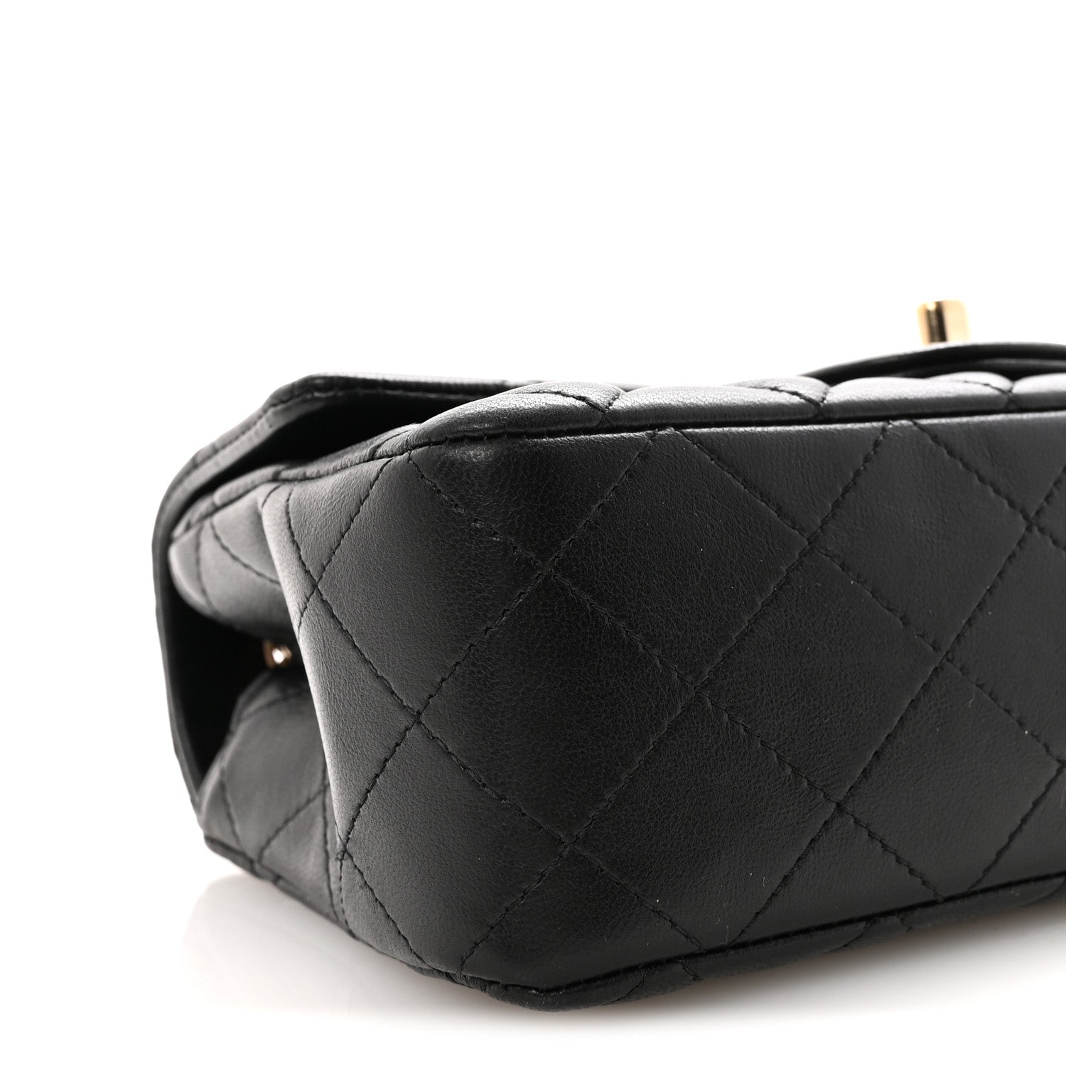 Lambskin Quilted Mini Rectangular Flap Black