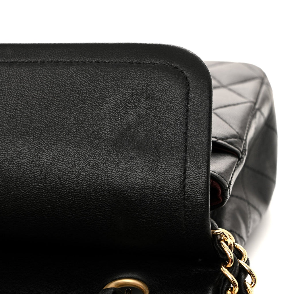 Lambskin Quilted Medium Double Flap Black
