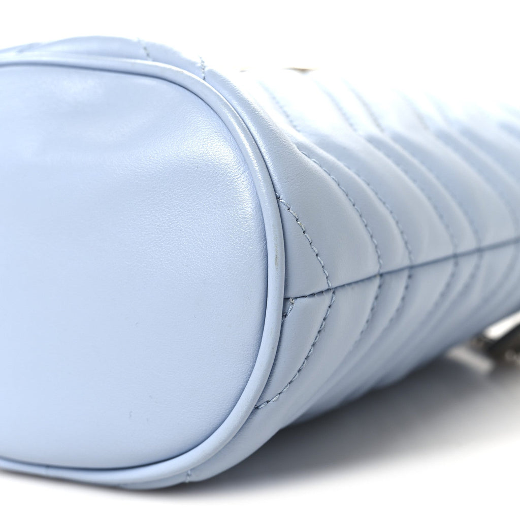 Calfskin Matelasse Mini GG Marmont 2.0 Bucket Bag Porcelain Light Blue