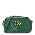 Calfskin Matelasse Small GG Marmont Chain Shoulder Bag Emerald Green