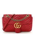 Calfskin Matelasse Small GG Marmont Shoulder Bag Hibiscus Red