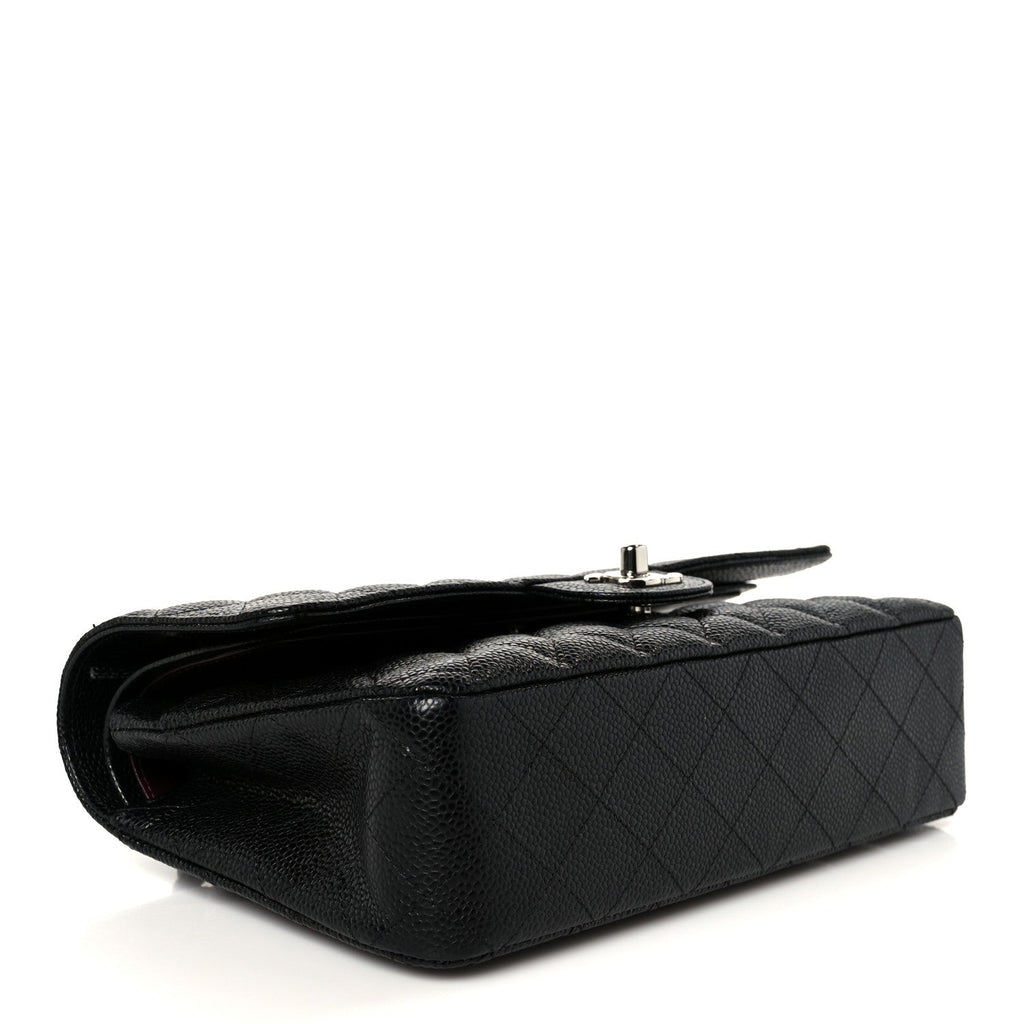 Caviar Quilted Medium Double Flap Black