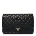 Caviar Quilted Jumbo Double Flap Black