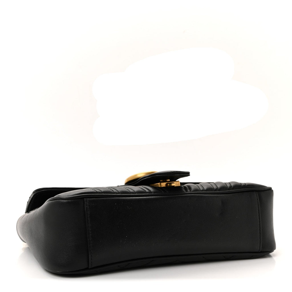 Calfskin Matelasse Small GG Marmont Shoulder Bag Black