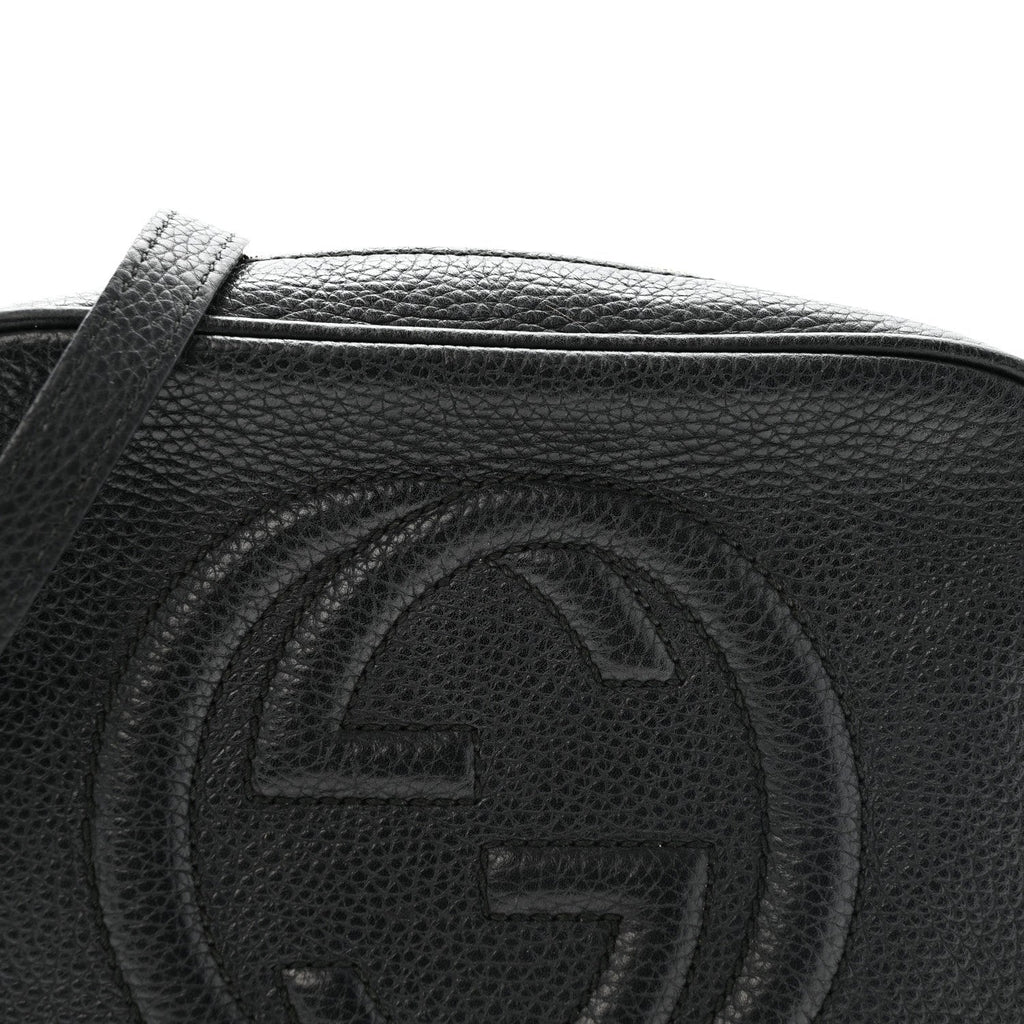 Pebbled Calfskin Small Soho Disco Bag Black