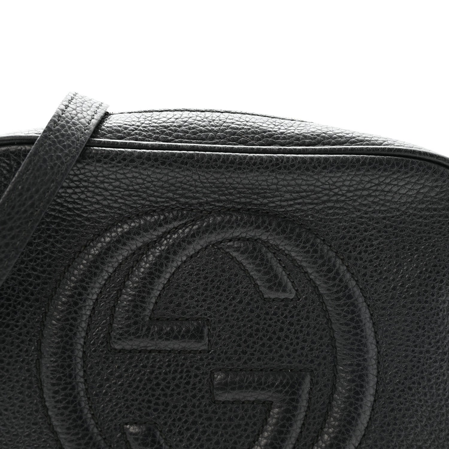 Pebbled Calfskin Small Soho Disco Bag Black