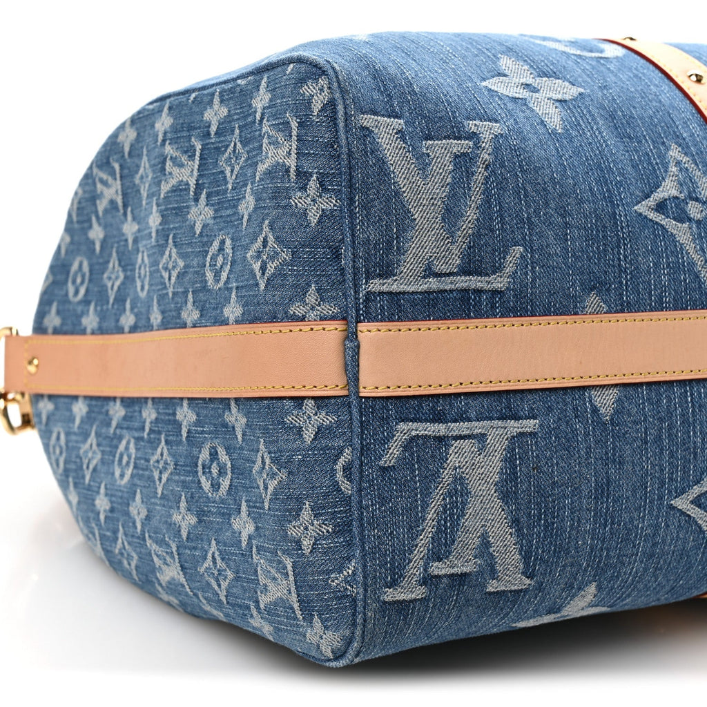 Denim Monogram New LV Remix Keepall Bandouliere 45 Blue
