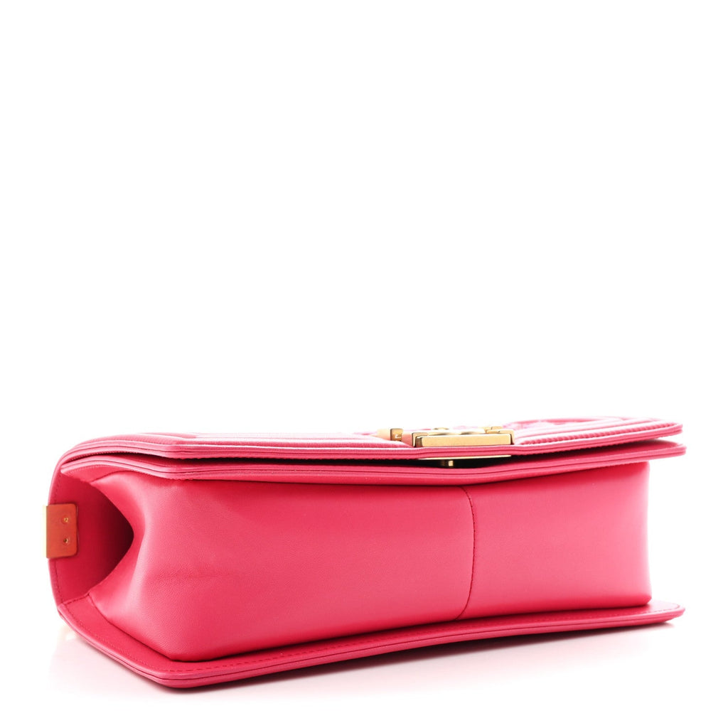 Lambskin Tweed Medium Boy Flap Fuchsia