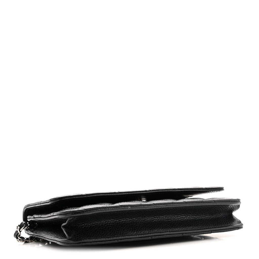 Caviar Quilted Wallet on Chain WOC Black