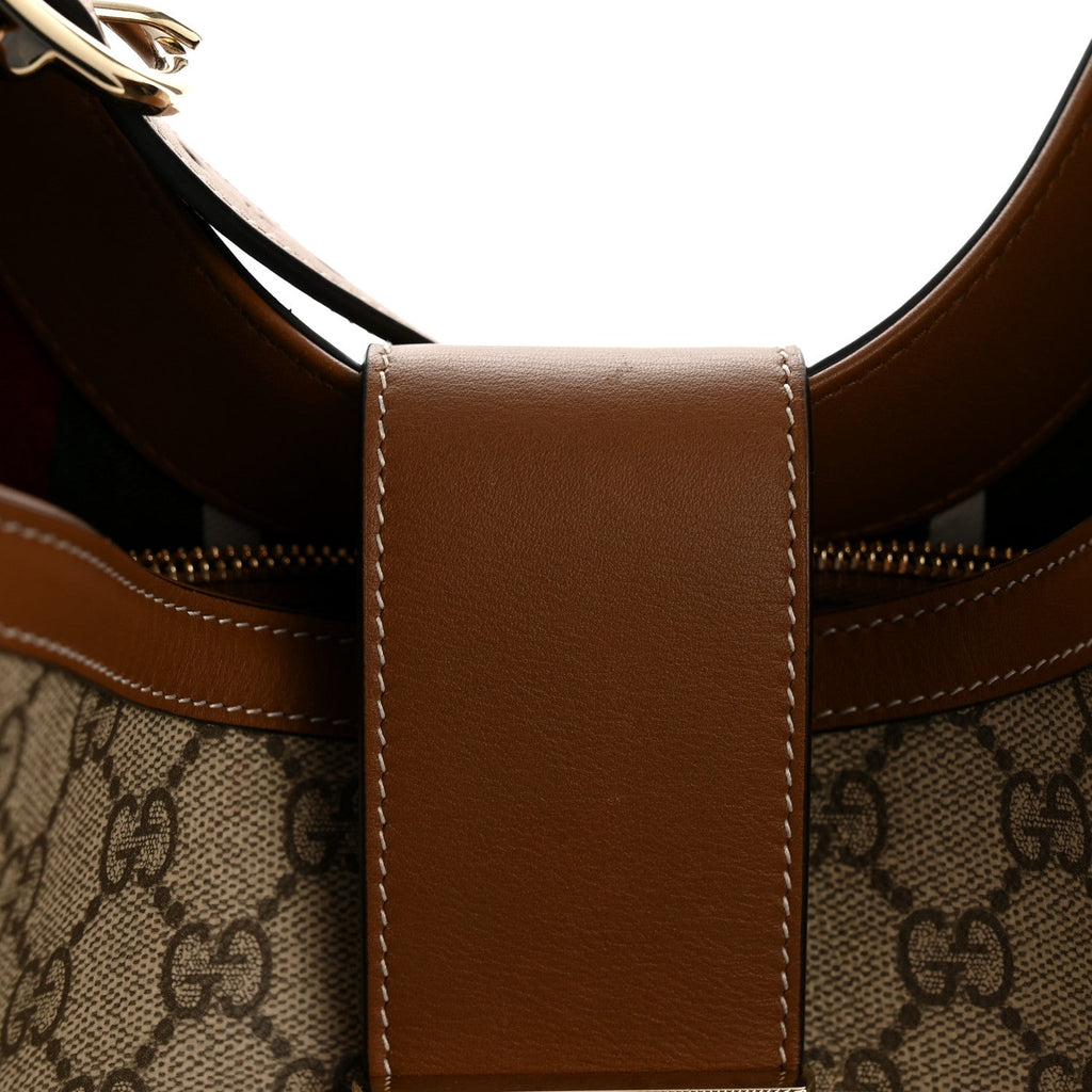 GG Icon Monogram Padlock Shoulder Bag Beige Dark Brown