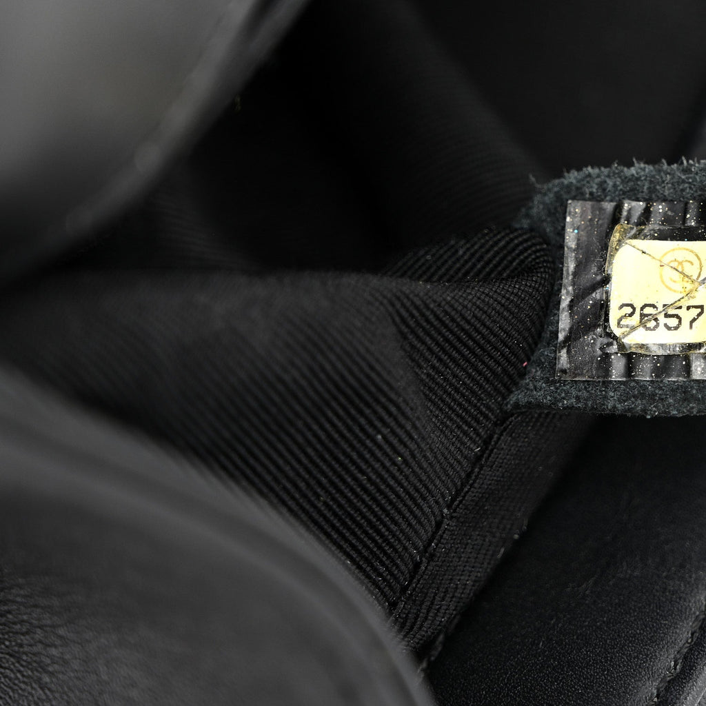 Metallic Crumpled Goatskin Small Boy Flap Black Gold