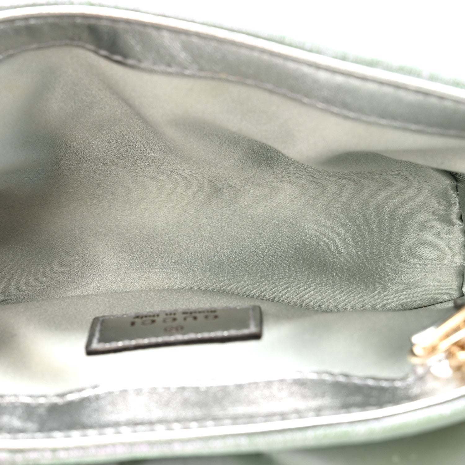 Iridescent Nappa Chevron Matelasse Super Mini GG Marmont Shoulder Bag Green Iridescent