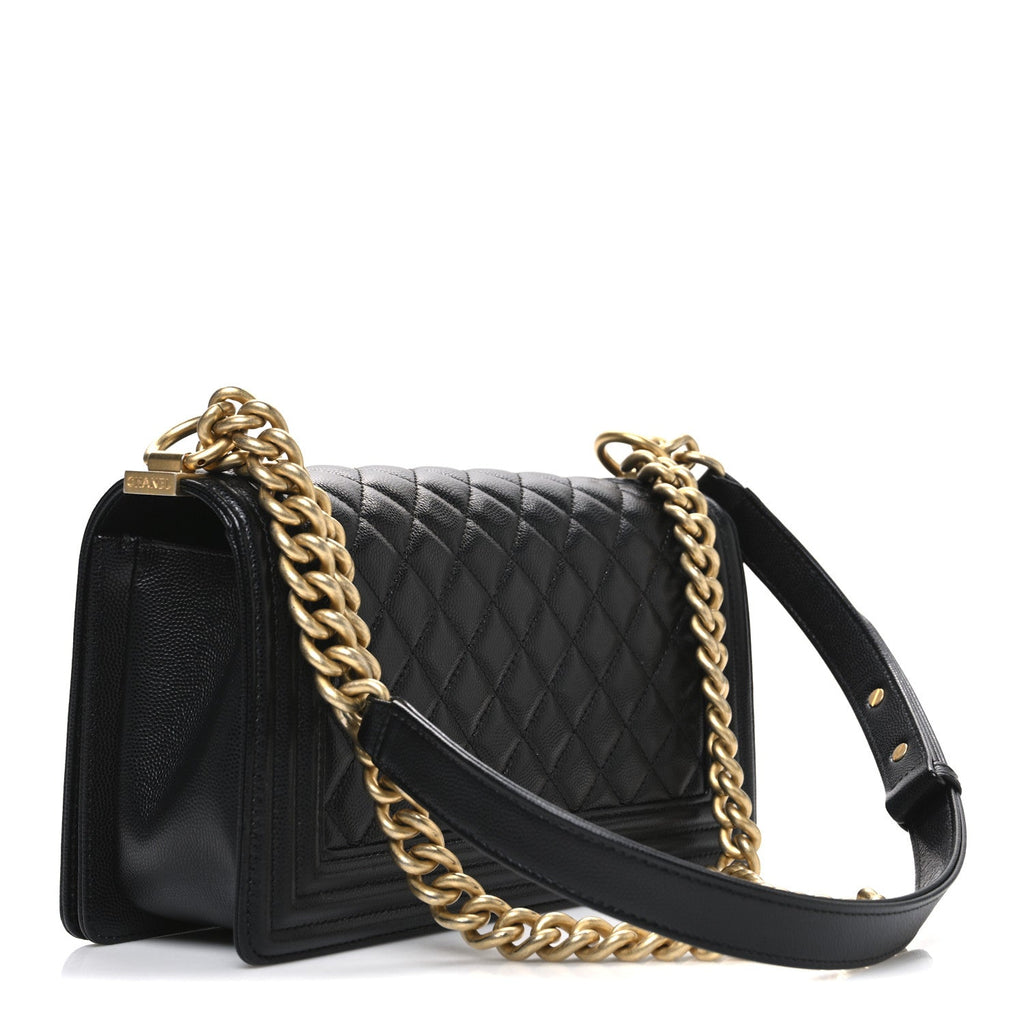 Caviar Quilted Medium Boy Flap Black