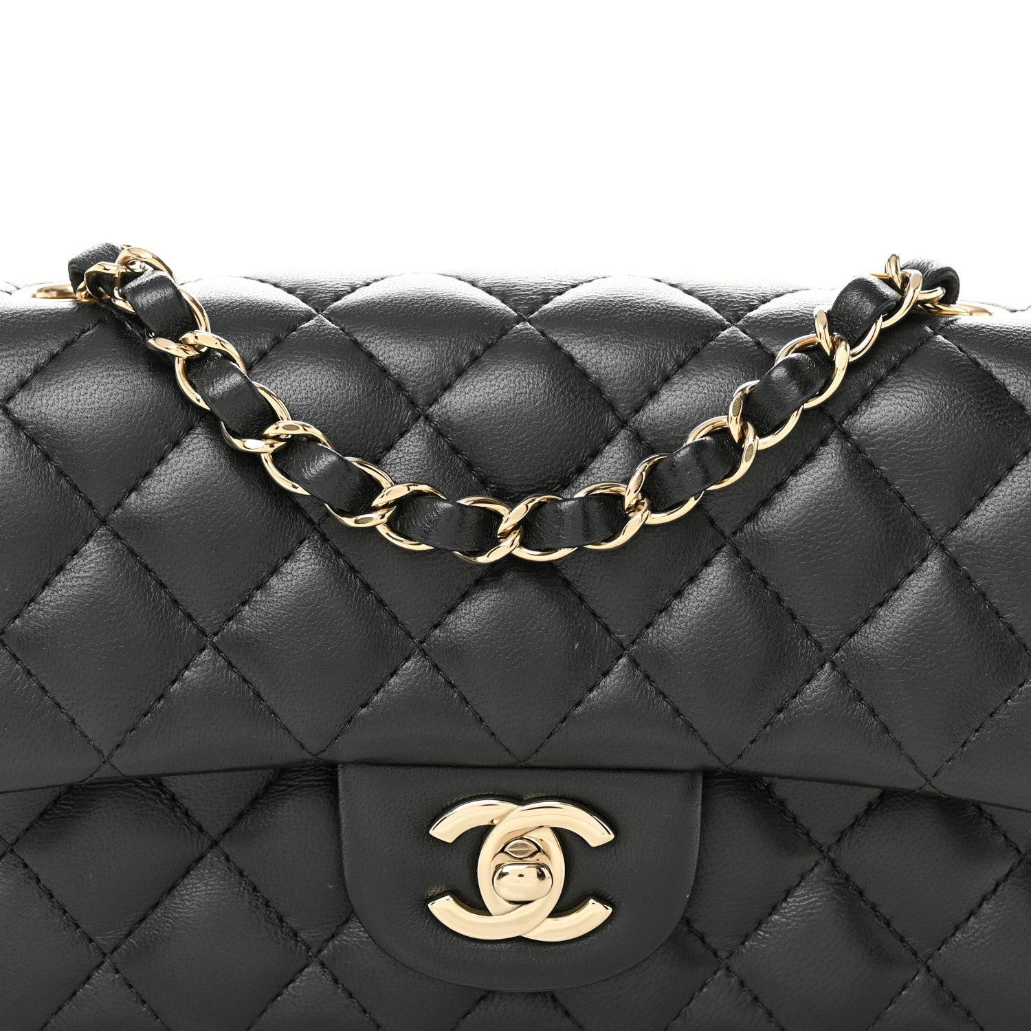 Lambskin Quilted Mini Rectangular Flap Black