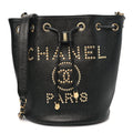 Caviar Deauville Drawstring Bucket Bag Black