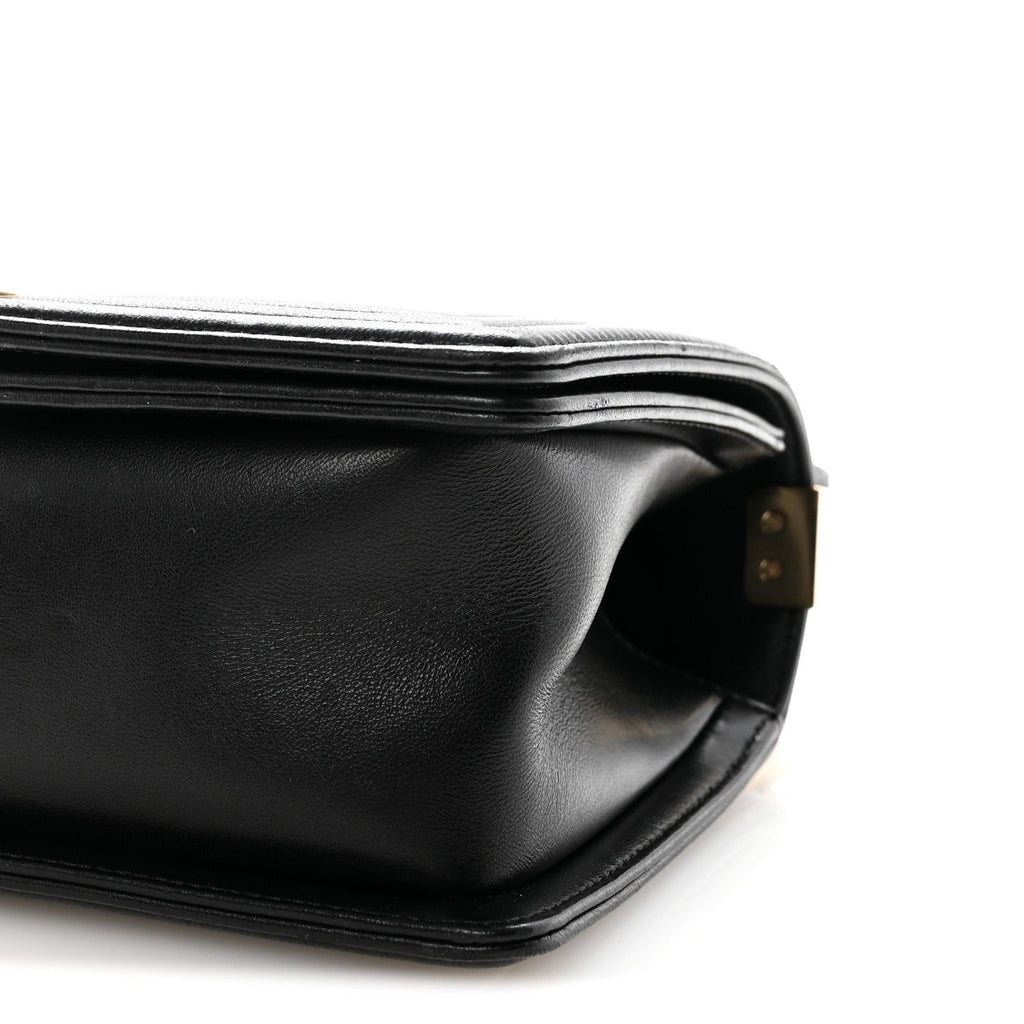Lambskin Chain Quilted Medium Boy Flap Black