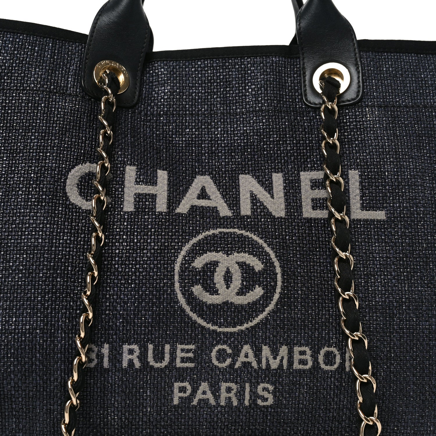 Woven Straw Raffia Large Deauville Tote Black