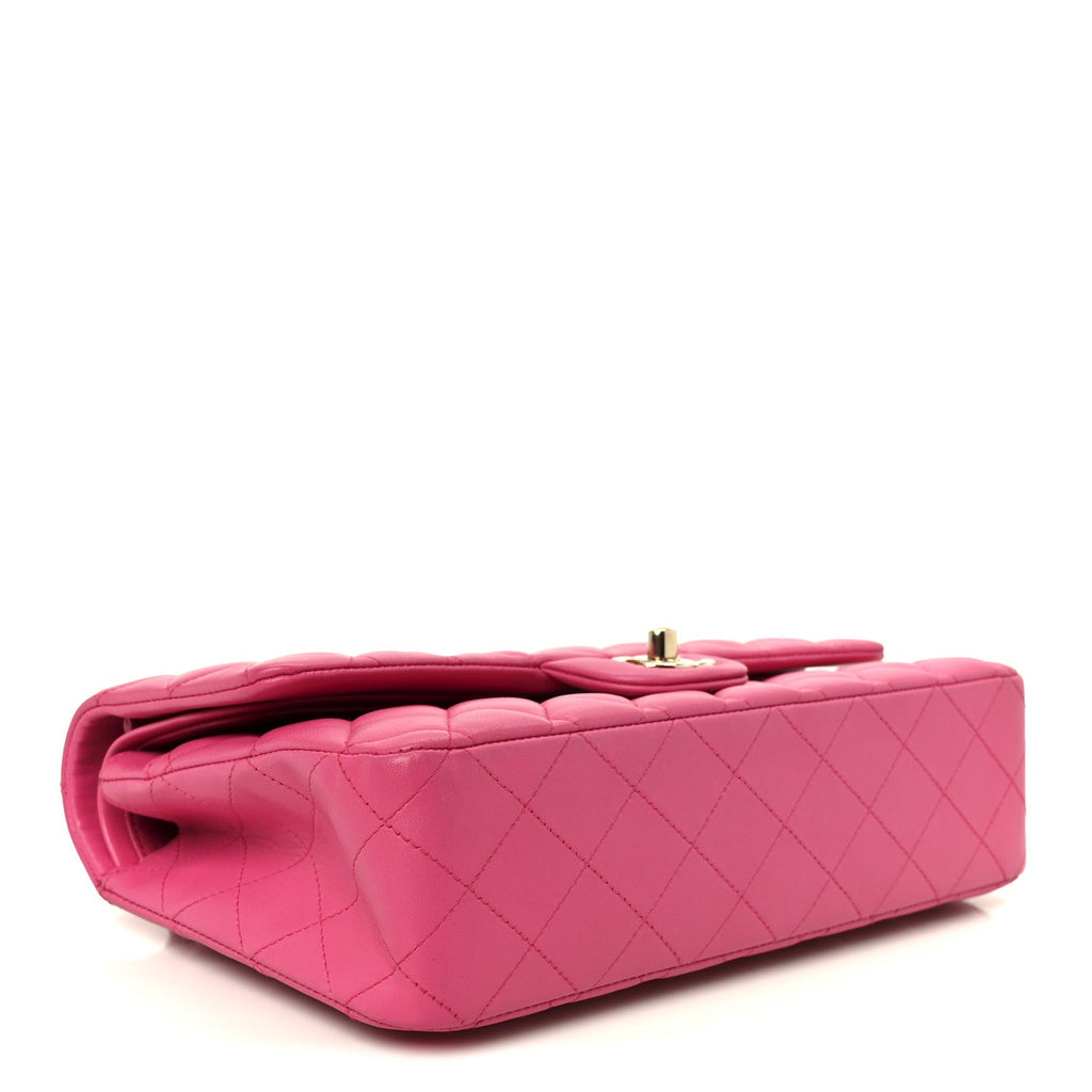 Lambskin Quilted Medium Double Flap Pink