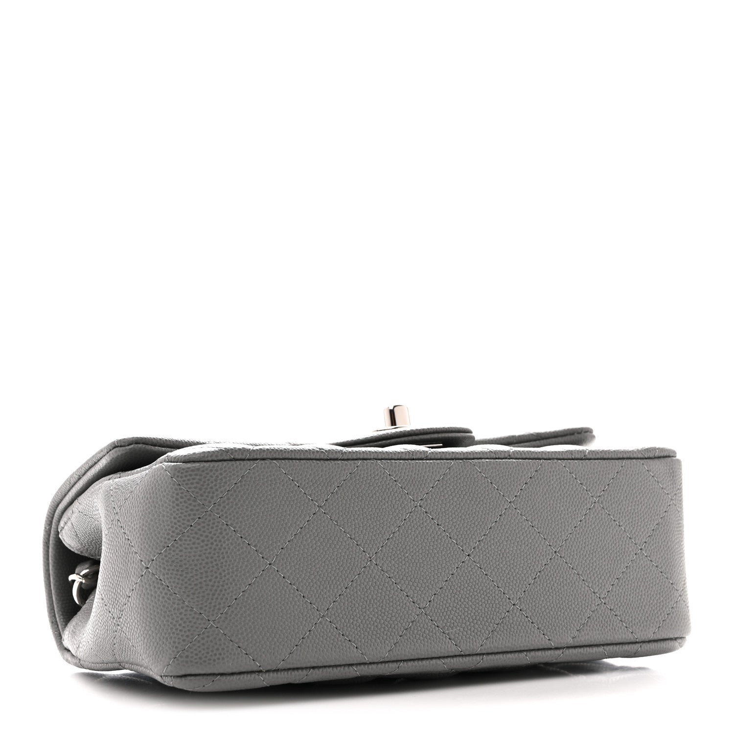 Caviar Quilted Mini Rectangular Flap Grey