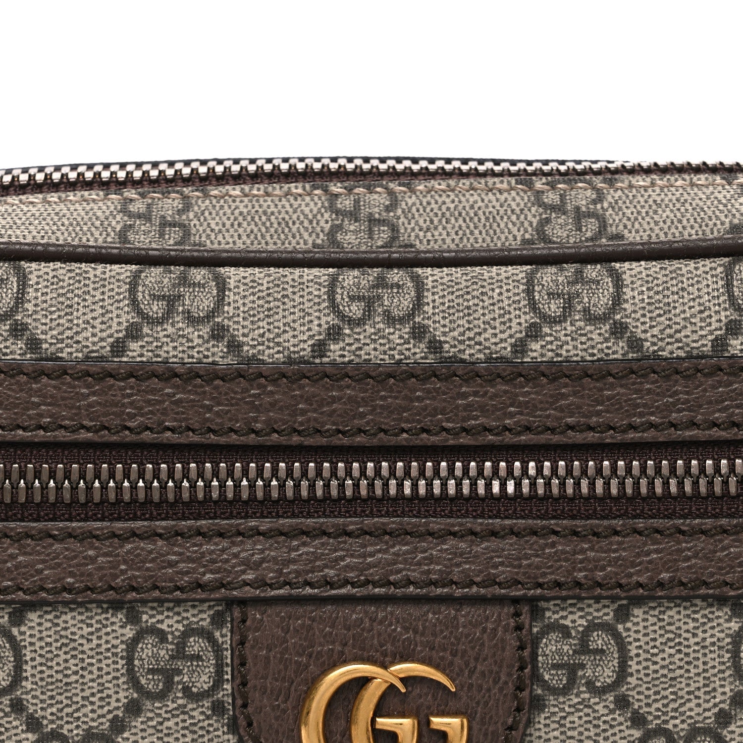 Soft GG Supreme Monogram Medium Ophidia Belt Bag Dark Brown