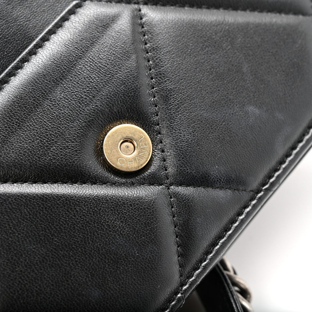 Lambskin Quilted Chanel 19 Wallet On Chain WOC Black