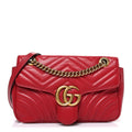 Calfskin Matelasse Small GG Marmont Shoulder Bag Hibiscus Red
