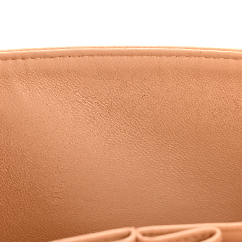 Caviar Quilted Medium Double Flap Beige Clair