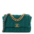 Tweed Quilted Large Chanel 19 Flap Green