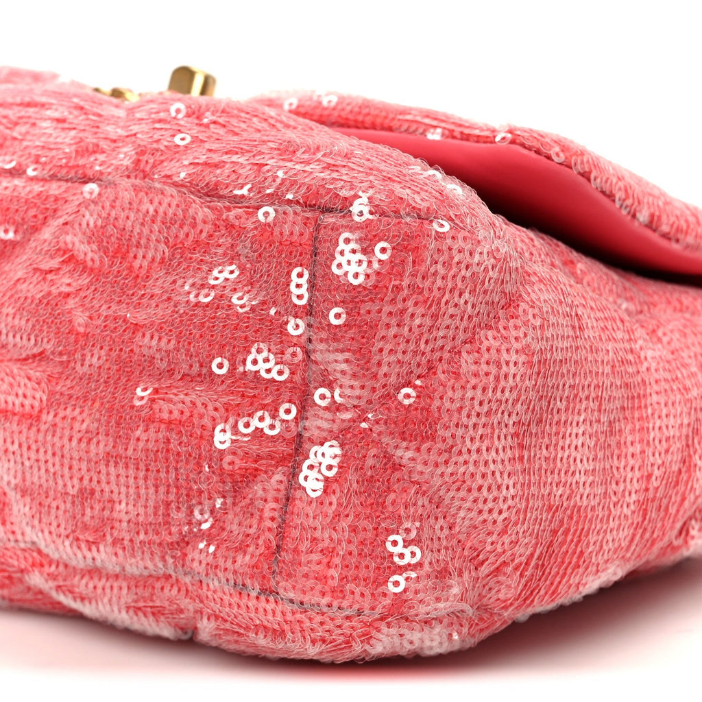 Sequin Quilted Medium Chanel 19 Flap Coral