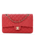 Caviar Quilted Medium Double Flap Red