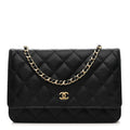 Caviar Quilted Wallet on Chain WOC Black