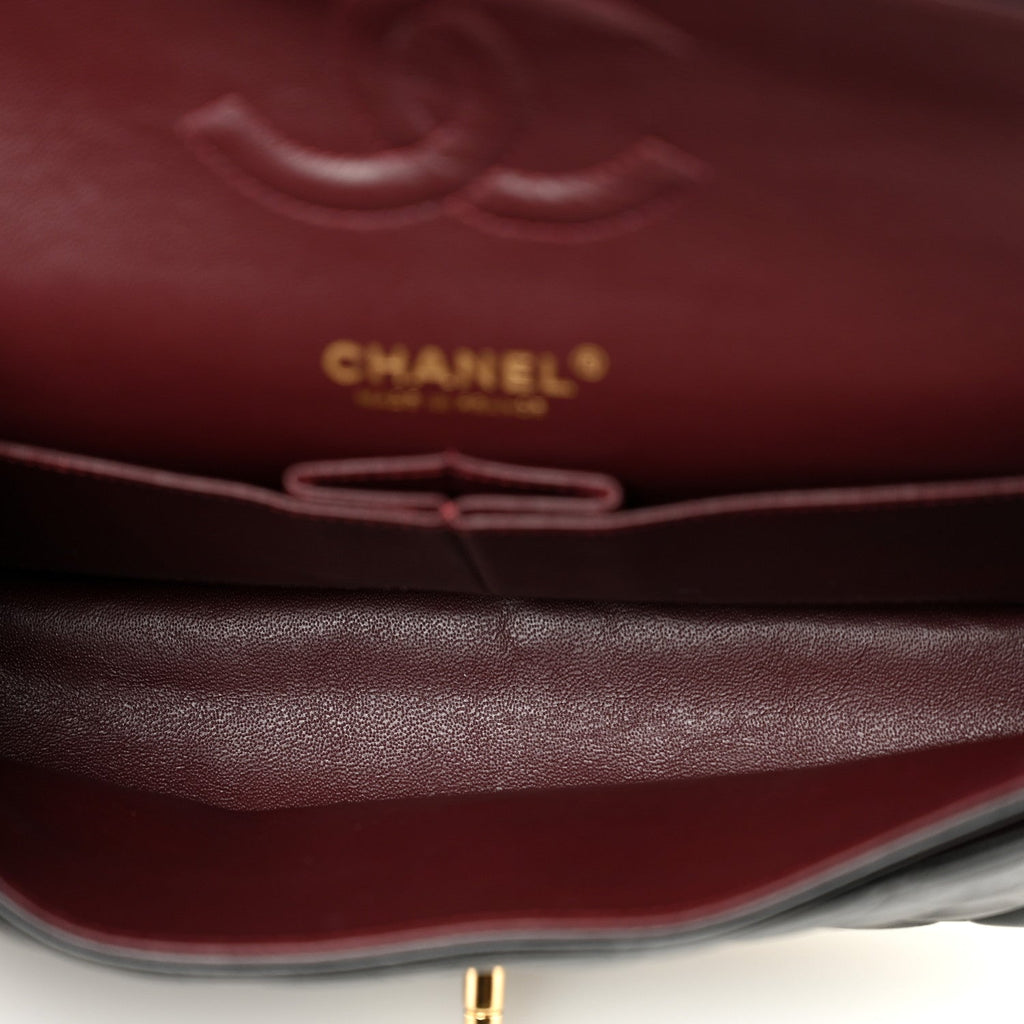 Lambskin Quilted Medium Double Flap Black