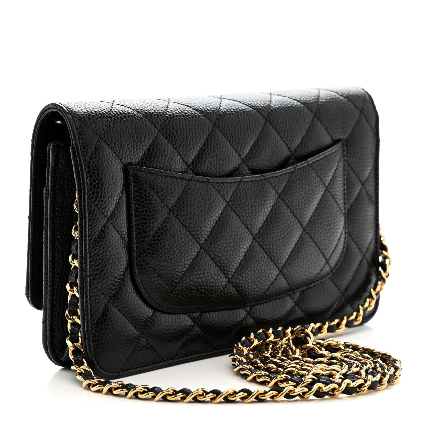Caviar Quilted Wallet on Chain WOC Black