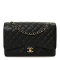 Caviar Quilted Maxi Double Flap Black