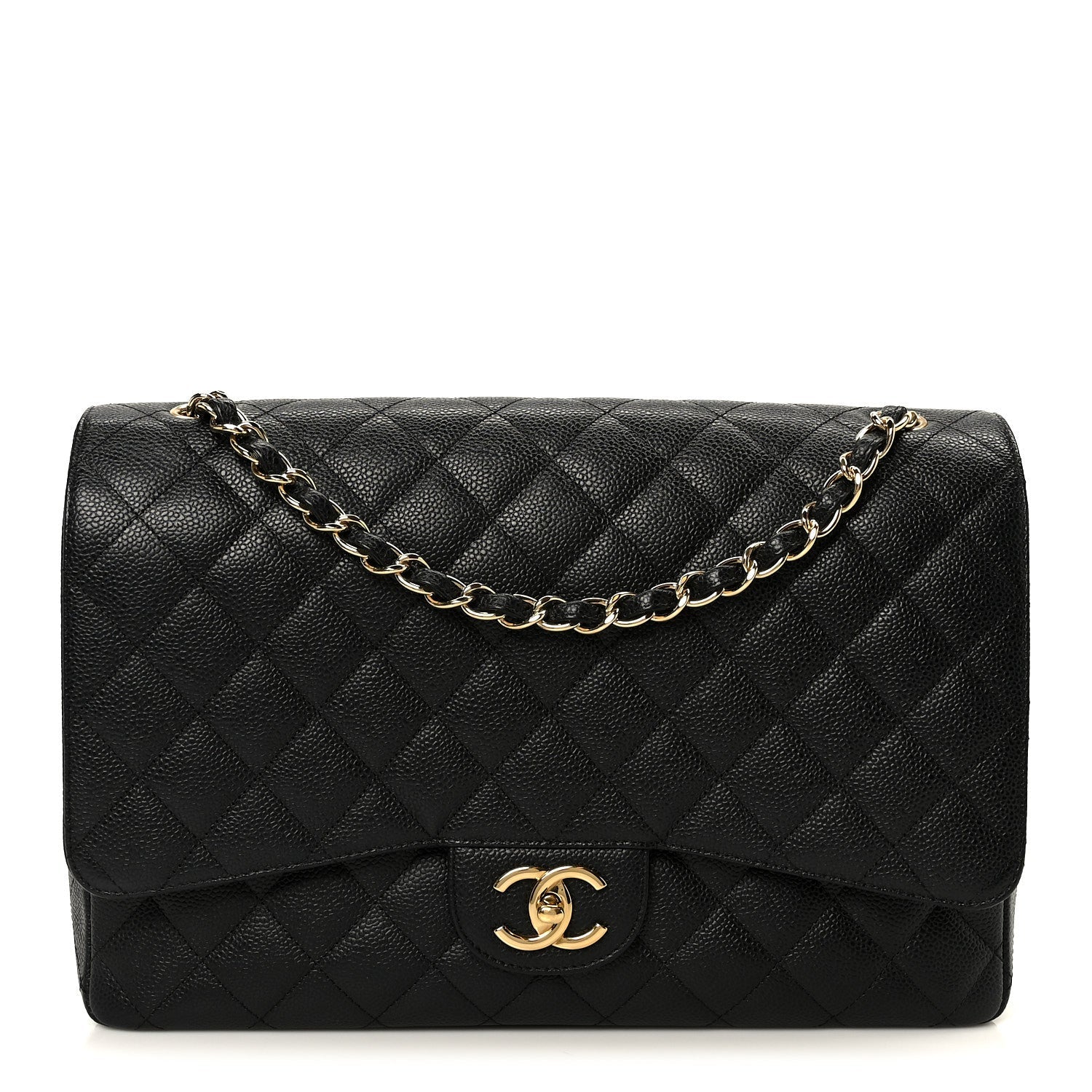 Caviar Quilted Maxi Double Flap Black