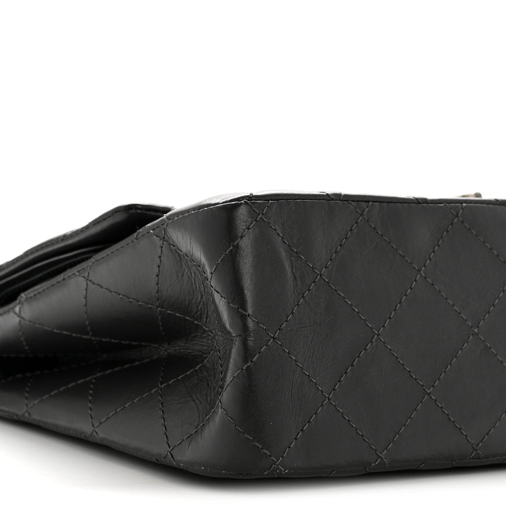 Aged Calfskin Quilted 2.55 Reissue 227 Flap Dark Grey