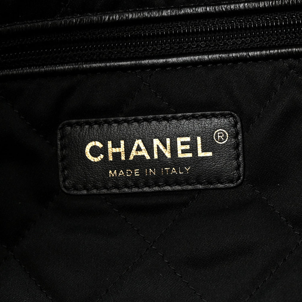 Shiny Calfskin Quilted Small Chanel 22 Black