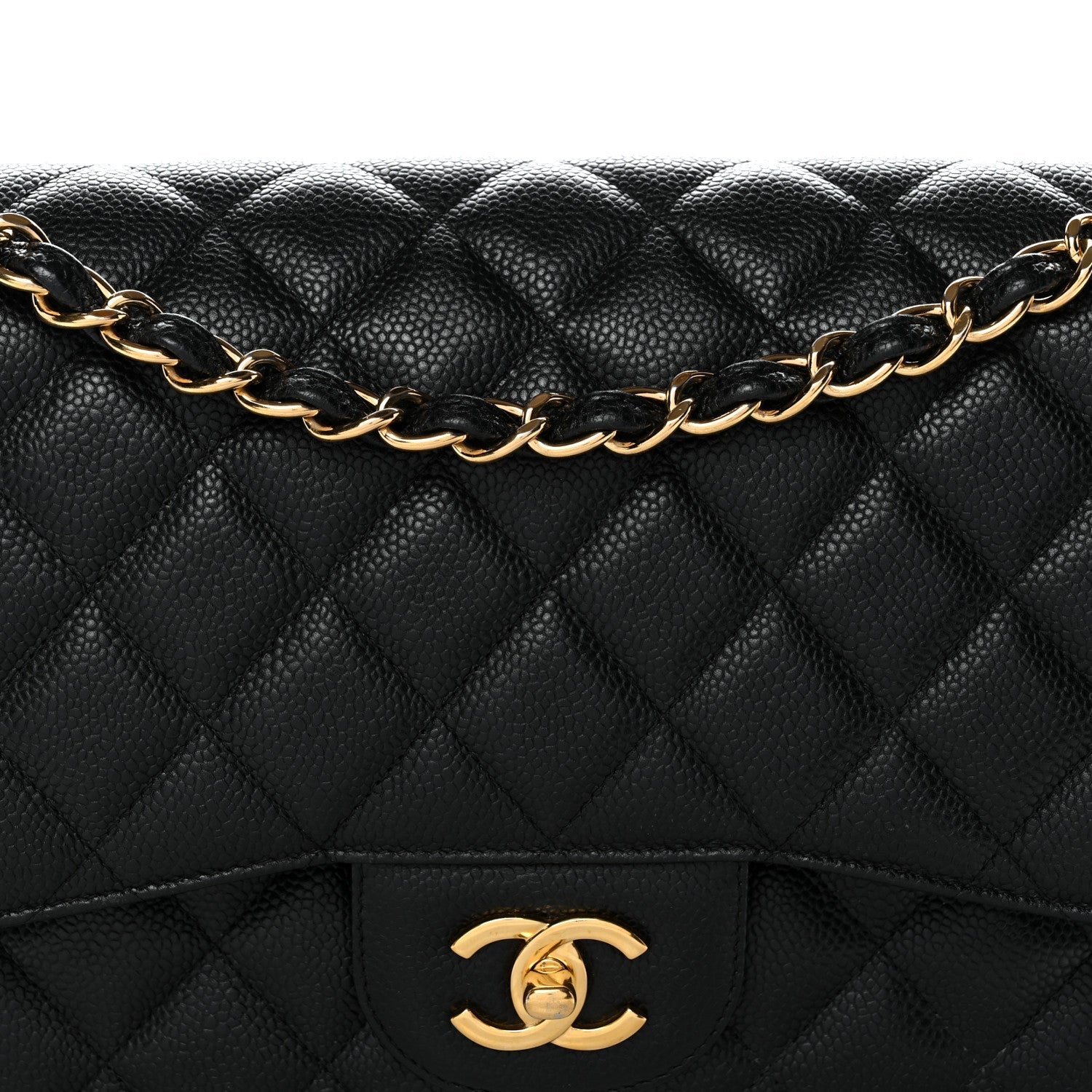 Caviar Quilted Jumbo Double Flap Black