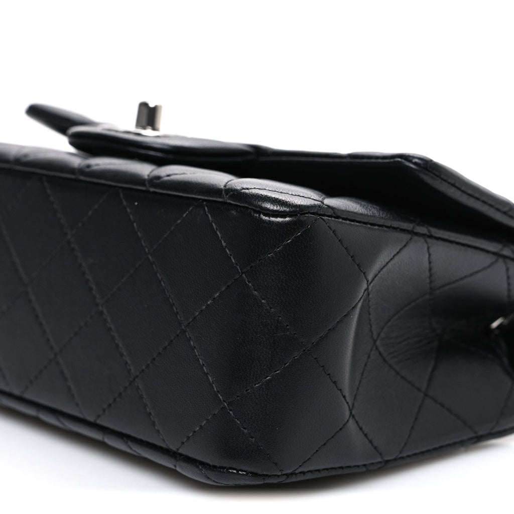 Lambskin Quilted Mini Rectangular Flap Black